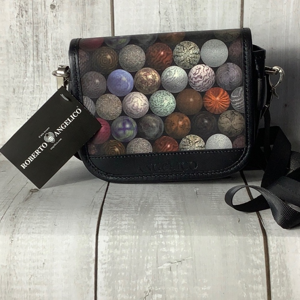 Black Crossbody Bag with Colorful Sphere Design